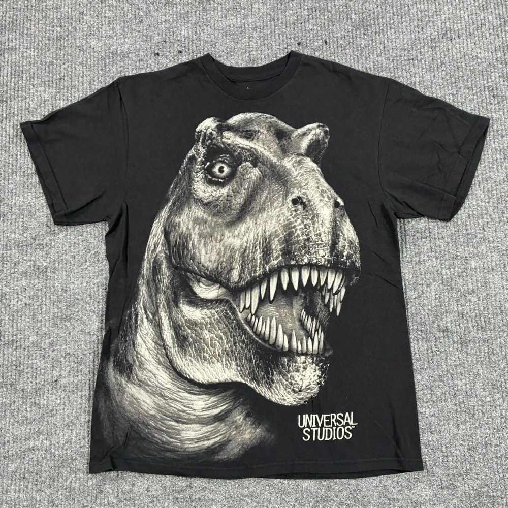Universal Studios Jurassic Park T Rex Graphic T Shirt Mens Large Black Casual